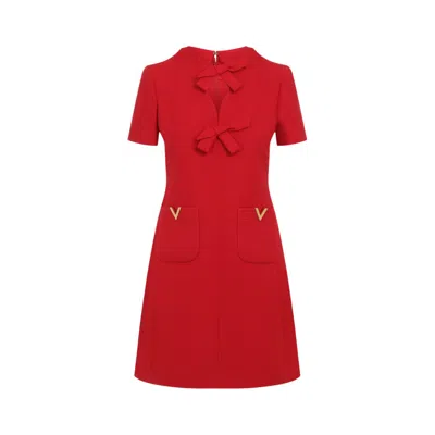 VALENTINO VALENTINO RED VIRGIN WOOL MINI DRESS