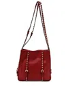 Valentino Red Vitello Rockstud Leather Rockstud Shopper Tote (authentic Pre-  Loved) In Red