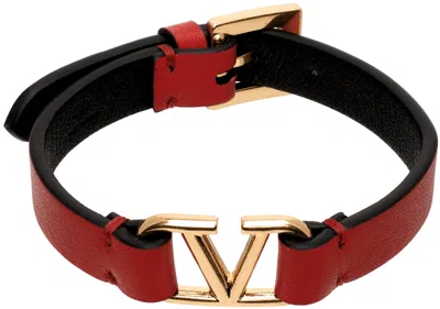 Valentino Garavani Red Vlogo Bracelet In Jv7 Rouge Pur/nero
