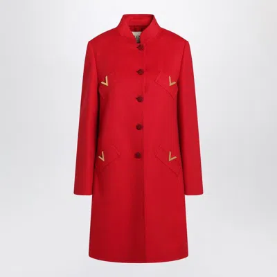 VALENTINO VALENTINO RED WOOL AND CASHMERE COAT