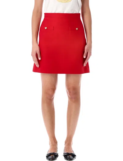 Valentino High Waist Skirt Heart-shaped Buttons In Red