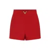 Valentino High Waisted Shorts Featuring Gold Tone Detail In Red