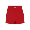 Valentino High Waisted Shorts Featuring Gold Tone Detail In Red