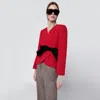 Valentino Red Wool Jacket With Bow In Red