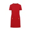 Valentino Womens Paris Pocket-front Short-sleeve Wool-blend Midi Dress In Red