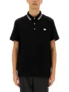 Valentino Garavani Black Polo Shirt With Classic Bicolor Collar And Logo Patch On The Front In Cotto