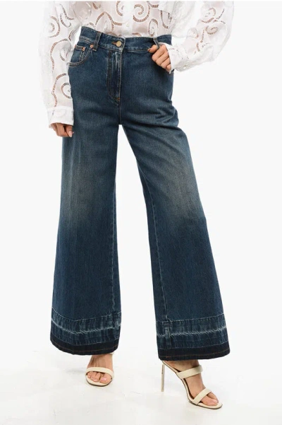 Valentino Regular Fit Jeans With Acid Wash Effect Hem In Blue