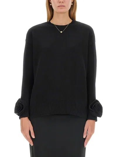 Valentino Regular Fit Wool Jersey Sweater In Black