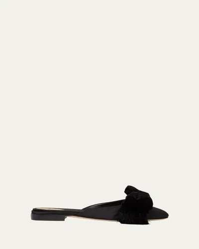 Valentino Garavani Reinette Satin Bow Mules In Black
