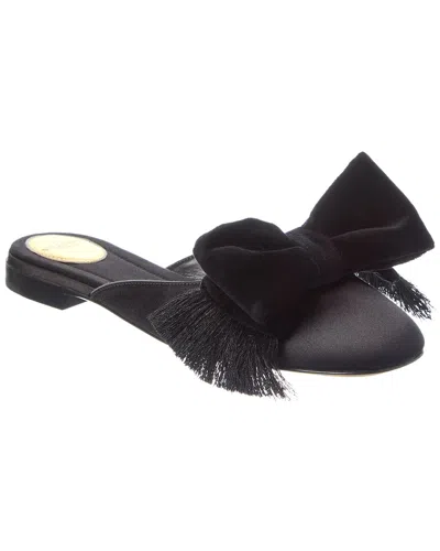 Valentino Garavani Reinette Bow-embellished Velvet-trimmed Satin Mules In Black