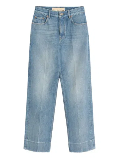 Valentino Relaxed Fit Light Wash Denim Pants In Blue