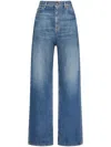 VALENTINO MEDIUM BLUE DENIM HIGH-WAISTED WIDE-LEG JEANS FOR WOMEN