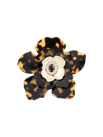 Pre-owned Valentino Garavani Resin & Crystal Flower Brooch In Multi