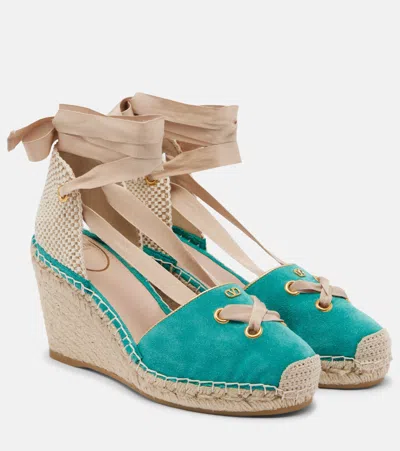 Valentino Garavani Resort Suede Espadrille Wedges In Neutral