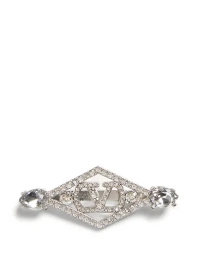 Valentino Garavani Rêve Radieux Hairclip In Metal And Swarovski® Crystals Woman Palladium/crystal Un