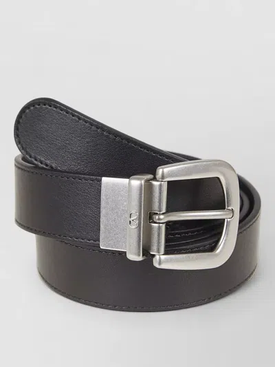 Valentino Garavani Reversible Belt Adjustable Buckle Vlogo Mini In Black