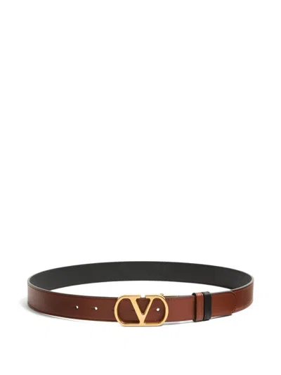 Valentino Garavani Reversible Brown Leather Belt