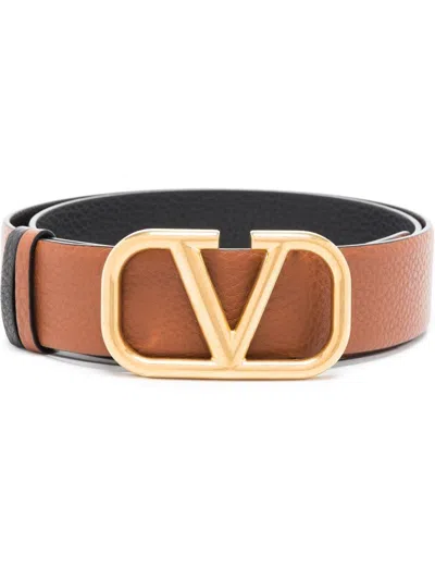 Valentino Garavani Reversible Buckle Belt For Men In Selleria-nero