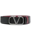 Valentino Reversible Leather Signature Belt In Red