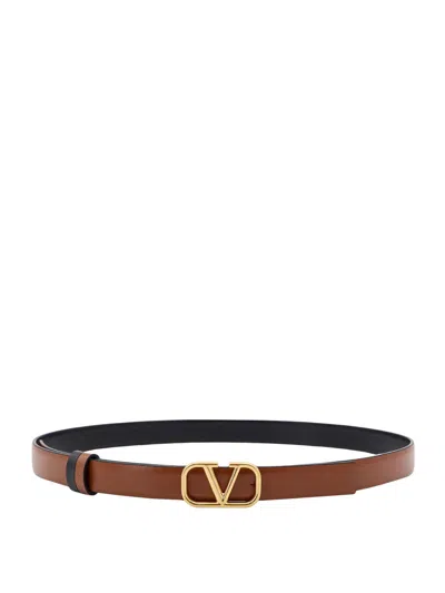 Valentino Garavani Vlogo Buckle Reversible Leather Belt In 11j Selleria-nero