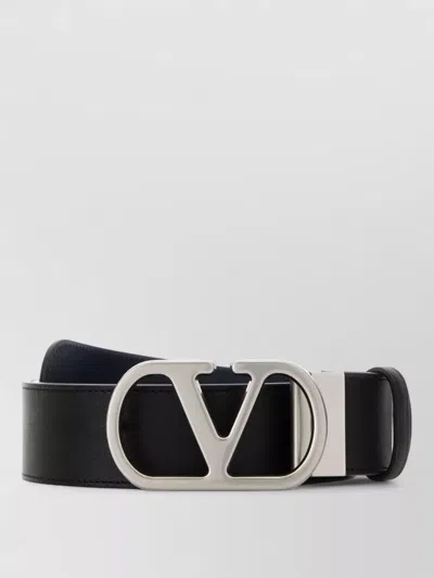 Valentino Garavani Reversible Leather Belt Adjustable Length Loops In Black