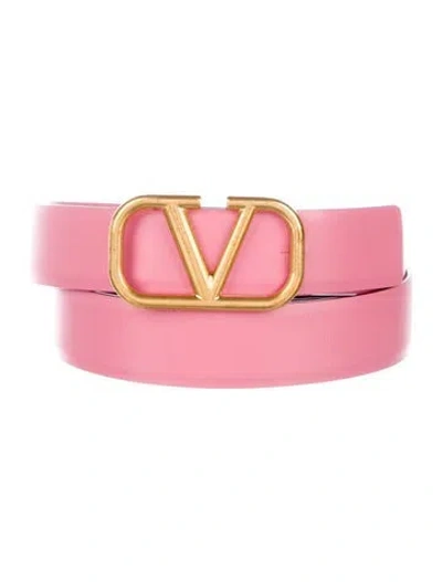 Pre-owned Valentino Garavani Reversible Leather Belt In Purple