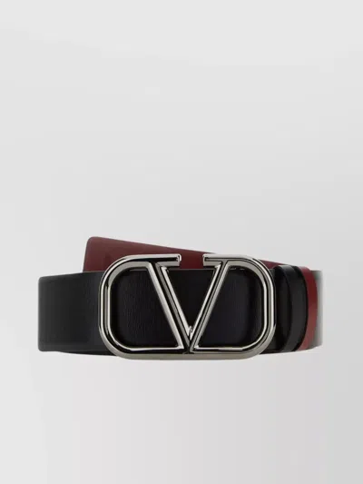 Valentino Garavani Reversible Leather Signature Belt In Black