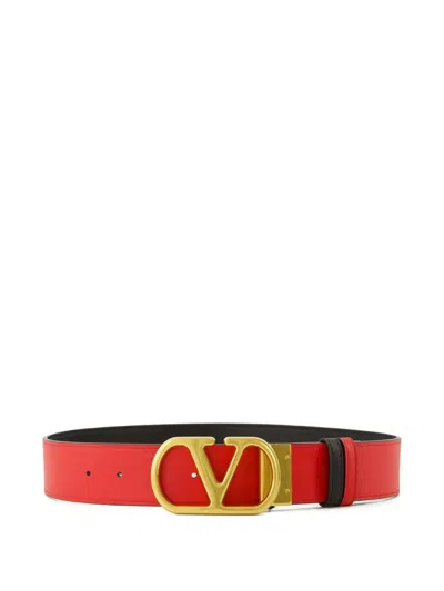 Valentino Garavani Reversible Logo Buckle Belt In Red