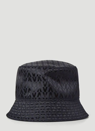 Valentino Garavani Reversible Logo Jacquard Bucket Hat In Black