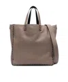 Valentino Reversible Rockstud-embellished Tote Bag In Brown