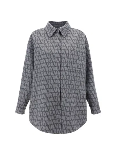 Valentino Reversible Shirt Jacket In Grey