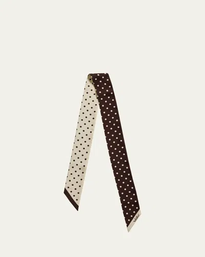 Valentino Reversible Silk Twill Skinny Scarf In Pink