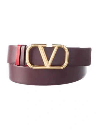 Pre-owned Valentino Garavani Reversible Vlogo Belt In Burgundy