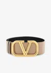 Valentino Garavani Reversible Vlogo Buckle Belt In Calf Leather In Neutrals