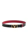 Valentino Designer Leather Belt Reversible Adjustable Length In Black