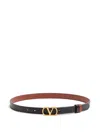 Valentino Garavani Vlogo Signature Reversible Shiny Calfskin Belt - 20mm / 1.2 In. Woman Black/deep In Black