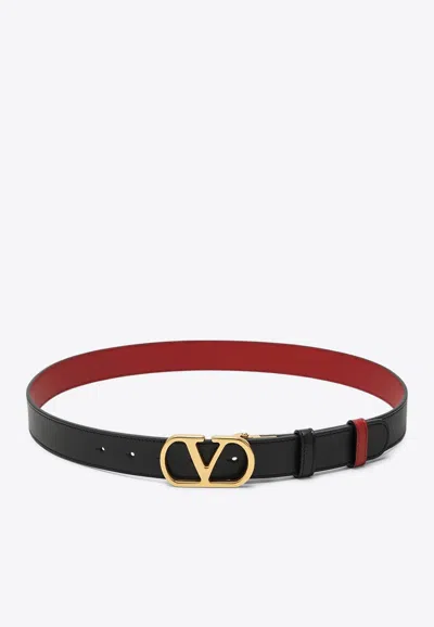 Valentino Garavani Reversible Vlogo Signature Belt In Black