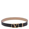 Valentino Adjustable Reversible Two-tone Belts In Black