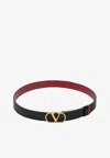 Valentino Designer Leather Belt Reversible Adjustable Length In Black