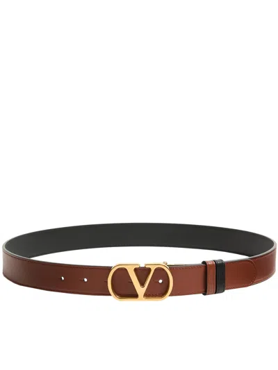 Valentino Garavani Reversible Vlogo Signature Belt In Brown
