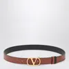 Valentino Leather Belt With Adjustable Length And Reversible In Brown