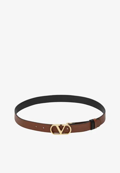 Valentino Garavani Reversible Vlogo Signature Belt In Caramel