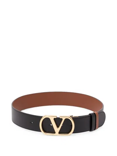 Valentino Garavani Reversible Vlogo Signature Belt In Glossy Calfskin 40 Mm In Black