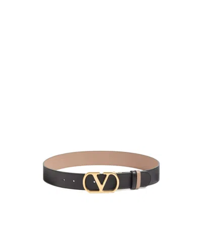 Valentino Garavani Reversible Vlogo Signature Belt In Glossy Calfskin 40mm In Black