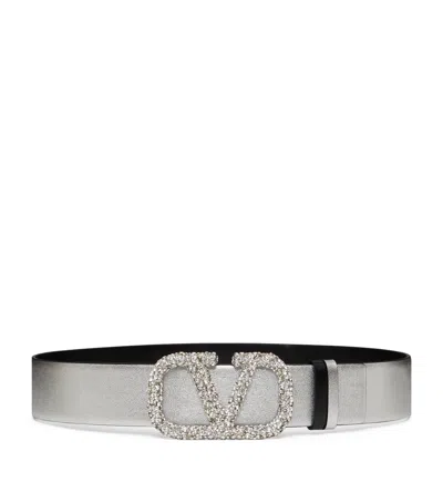 Valentino Garavani Reversible Vlogo Signature Belt In Metallic