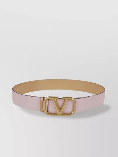 Valentino Garavani Reversible Vlogo Signature Calfskin Belt In Pink