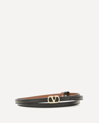 Valentino Garavani Reversible Vlogo Signature Glossy Calfskin Belt In Black
