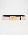 Valentino Garavani Reversible Vlogo Signature Leather Belt In Gray