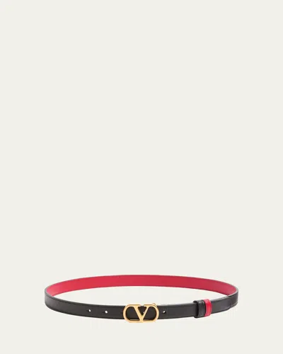 Valentino Garavani Reversible Vlogo Signature Leather Belt In Black