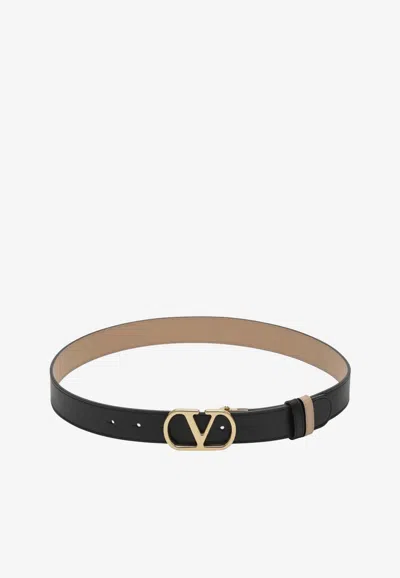 Valentino Garavani Reversible Vlogo Signature Leather Belt In Black